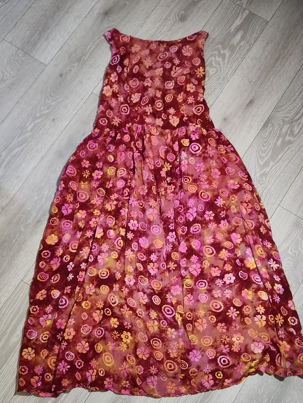 Bali Bliss Vintage Floral Rayon Maxi Dress | XL | Boho Sleeveless Sundress
